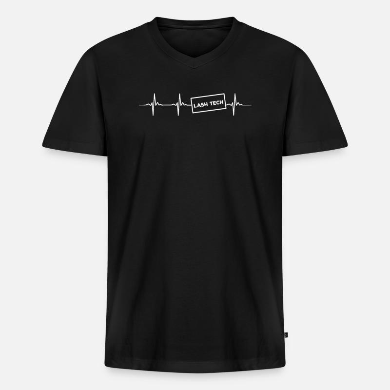 Wimperntechniker Herzschlag - Männer Premium Bio T-Shirt mit V-Ausschnitt - Schwarz