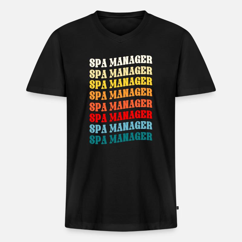 Spa Manager - Männer Premium Bio T-Shirt mit V-Ausschnitt - Schwarz