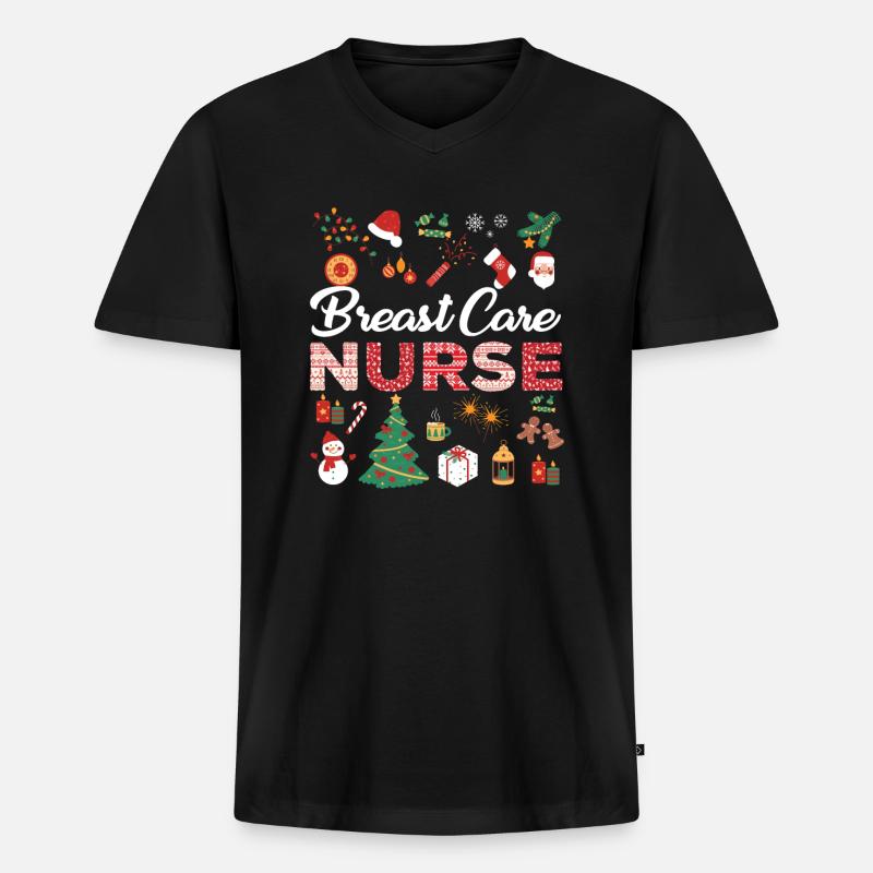 Brustpflege Krankenschwester Weihnachtsgeschenk - Männer Premium Bio T-Shirt mit V-Ausschnitt - Schwarz