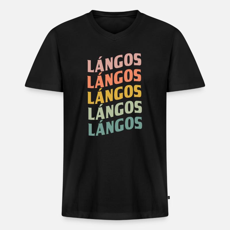 Langos - Männer Premium Bio T-Shirt mit V-Ausschnitt - Schwarz