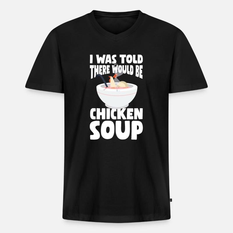 Hühnersuppe - Männer Premium Bio T-Shirt mit V-Ausschnitt - Schwarz
