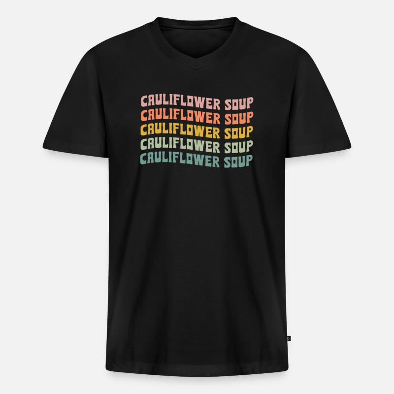 Blumenkohlsuppe - Männer Premium Bio T-Shirt mit V-Ausschnitt - Schwarz