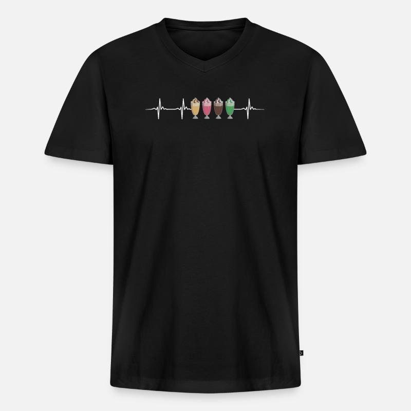 kMilkshake Herzschlag - Männer Premium Bio T-Shirt mit V-Ausschnitt - Schwarz