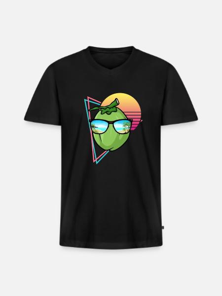 Retro Coconut Design - Men's Premium Organic T-shirt with V-neck - black
