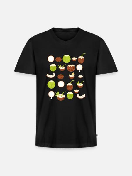 Retro Coconut Design - Men's Premium Organic T-shirt with V-neck - black