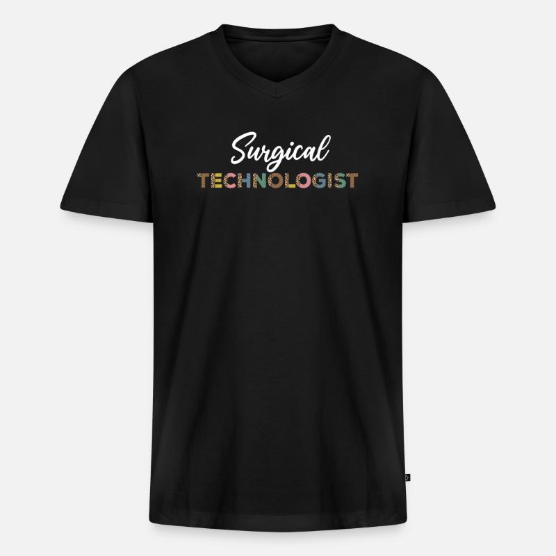 Surgical Technical Assistant Leopard Design - Men's Premium Organic T-shirt with V-neck - black