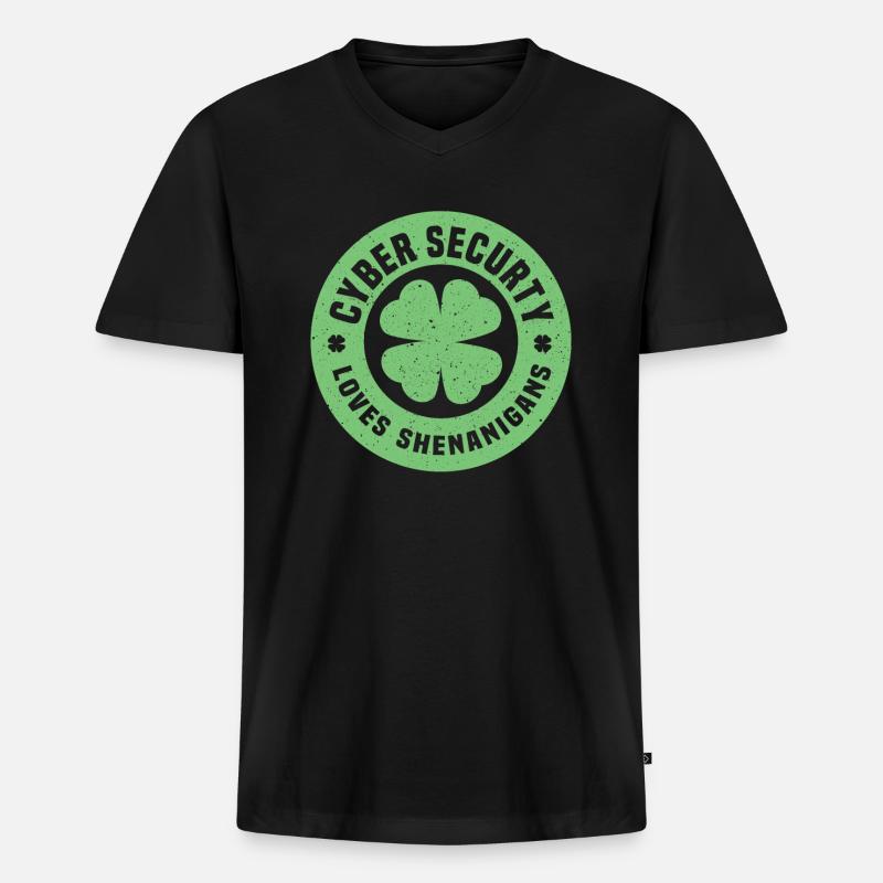 Cyber Security St. Patrick's Day - Männer Premium Bio T-Shirt mit V-Ausschnitt - Schwarz