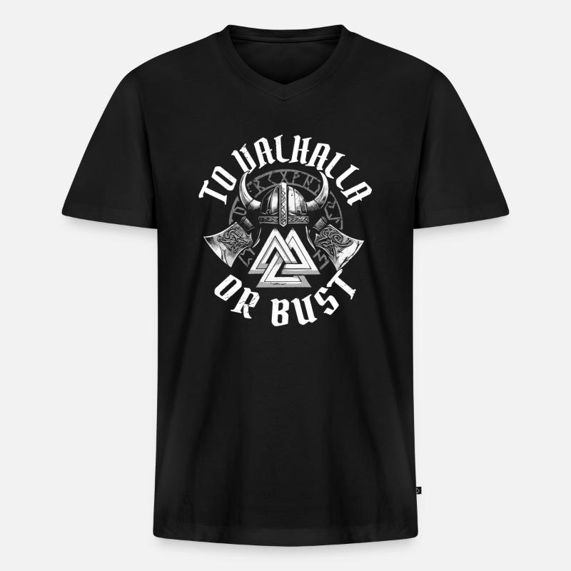 Wikinger Valhalla - Männer Premium Bio T-Shirt mit V-Ausschnitt - Schwarz