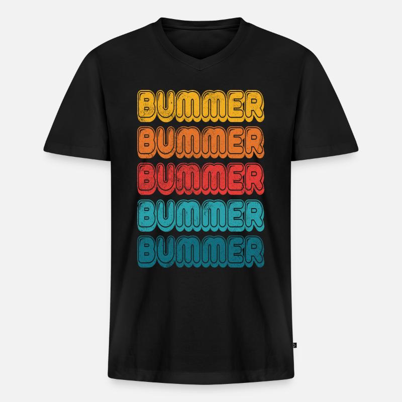 Mist Retro - Männer Premium Bio T-Shirt mit V-Ausschnitt - Schwarz