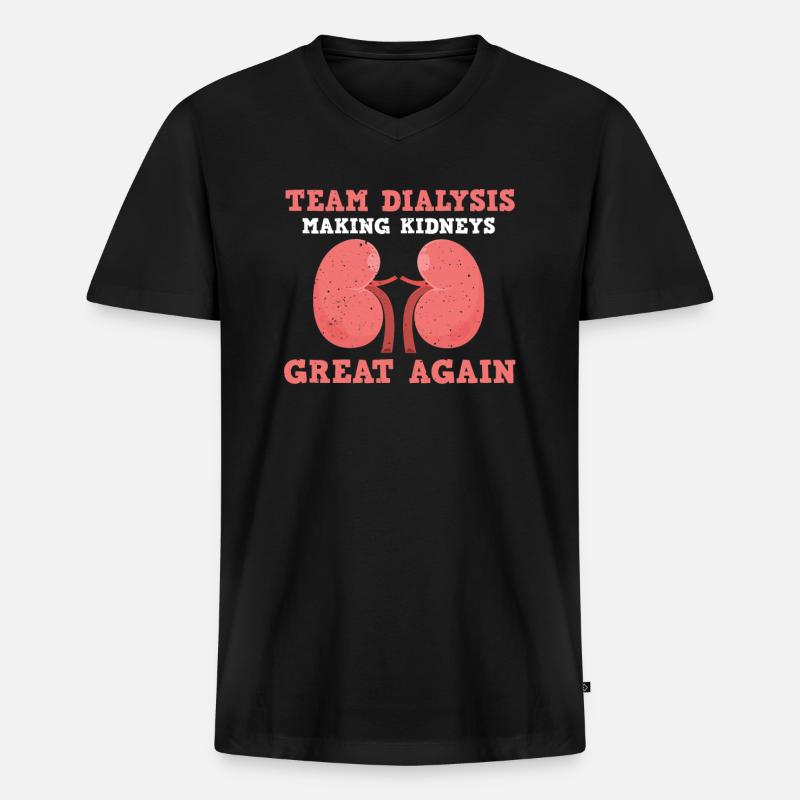 Team Dialyse Humor - Männer Premium Bio T-Shirt mit V-Ausschnitt - Schwarz