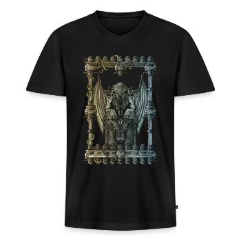 Cthulhu - Männer Premium Bio T-Shirt mit V-Ausschnitt - Schwarz - Vorne - Nico (187cm)