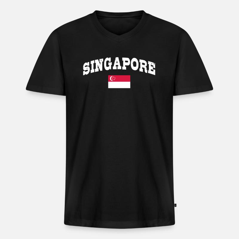 Singapur - Männer Premium Bio T-Shirt mit V-Ausschnitt - Schwarz
