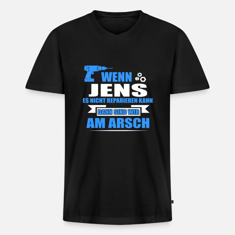 JENS-Geschenk - Männer Premium Bio T-Shirt mit V-Ausschnitt - Schwarz