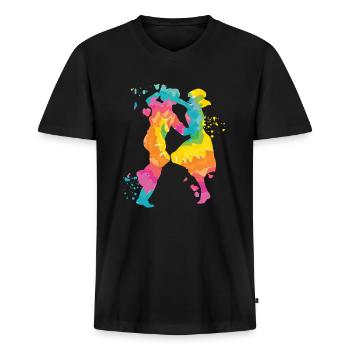 Tanzen Swing 60s Boogie Woogie - Männer Premium Bio T-Shirt mit V-Ausschnitt - Schwarz - Vorne - Nico (187cm)