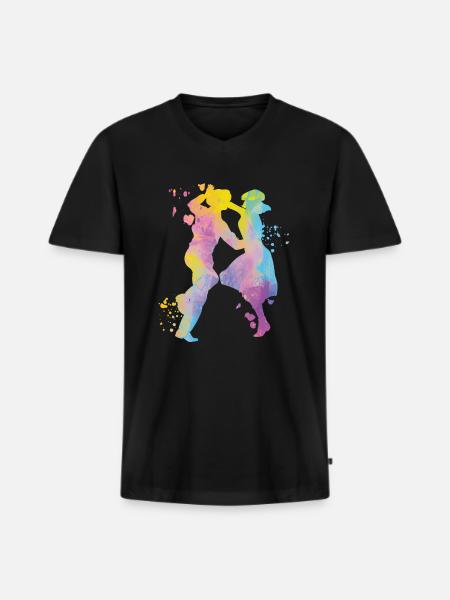 Danse Swing 60s Boogie Woogie - T-shirt encolure en V Premium bio Homme - noir