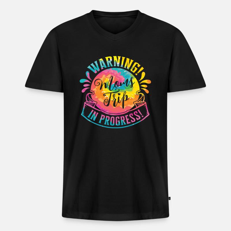 Warning moms Trip In Progress - Männer Premium Bio T-Shirt mit V-Ausschnitt - Schwarz