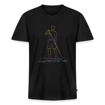 Stand Up Paddling Stand Up Board Sup - Männer Premium Bio T-Shirt mit V-Ausschnitt - Schwarz - Vorne - Nico (187cm)