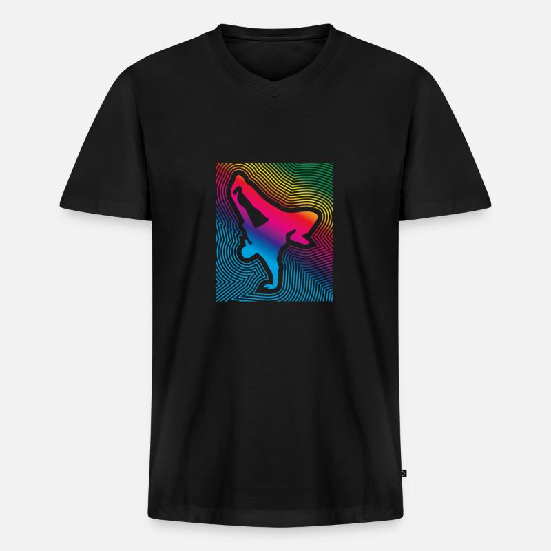Breakdance Freeze - Männer Premium Bio T-Shirt mit V-Ausschnitt - Schwarz