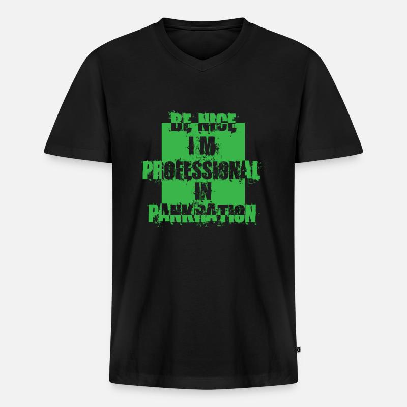 Pankration Professionel - Männer Premium Bio T-Shirt mit V-Ausschnitt - Schwarz