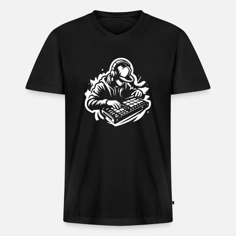 Beatmaker - Männer Premium Bio T-Shirt mit V-Ausschnitt - Schwarz
