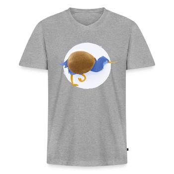 kiwi - T-shirt encolure en V Premium bio Homme - gris chiné - Devant