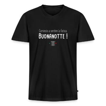 Comincio a sentire la fatica Buonanotte - T-shirt encolure en V Premium bio Homme - noir - Devant - Nico (187cm)