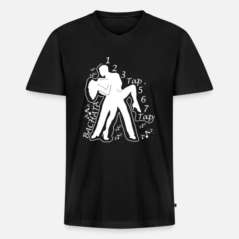 Bachata Ich liebe es ! - Männer Premium Bio T-Shirt mit V-Ausschnitt - Schwarz