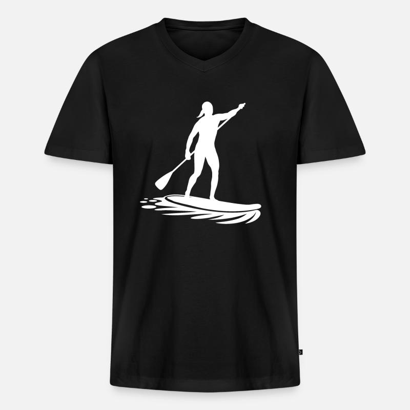 Stand Up Paddle Freizeit Urlaub - Männer Premium Bio T-Shirt mit V-Ausschnitt - Schwarz