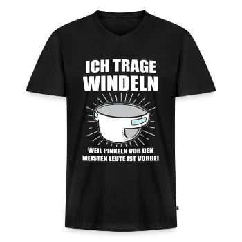 ABDL Windel Adult Baby Geschenk - Männer Premium Bio T-Shirt mit V-Ausschnitt - Schwarz - Vorne - Nico (187cm)