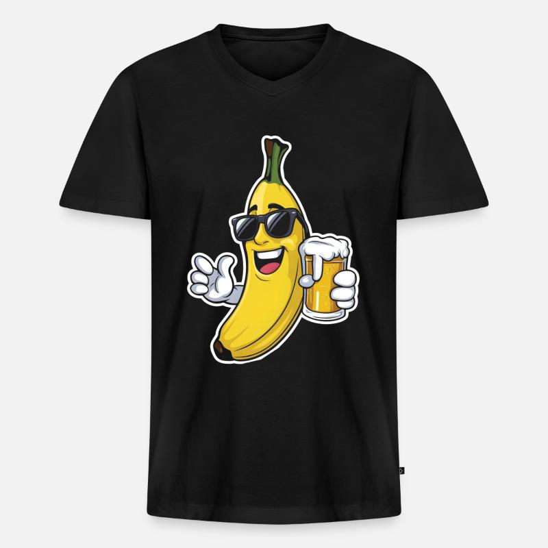 Banane Bier - Männer Premium Bio T-Shirt mit V-Ausschnitt - Schwarz