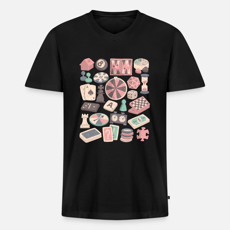 Brettspiele und Gesellschaftsspiele - Männer Premium Bio T-Shirt mit V-Ausschnitt - Schwarz
