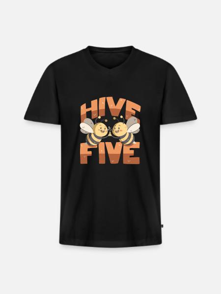Hive Five - Men's Premium Organic T-shirt with V-neck - black