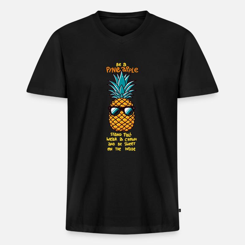 Sei eine Ananas - Männer Premium Bio T-Shirt mit V-Ausschnitt - Schwarz