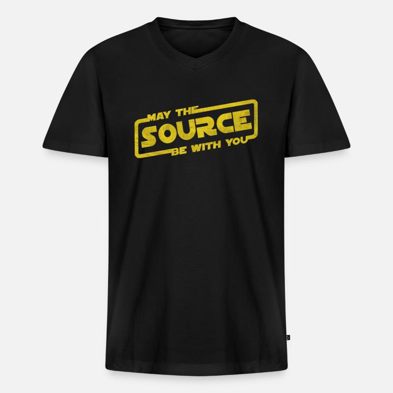 May The Source Be With You | Programmierer Coder - Männer Premium Bio T-Shirt mit V-Ausschnitt - Schwarz