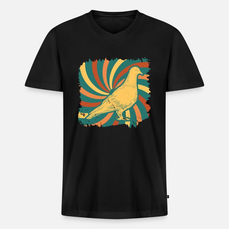 Taube - Männer Premium Bio T-Shirt mit V-Ausschnitt - Schwarz