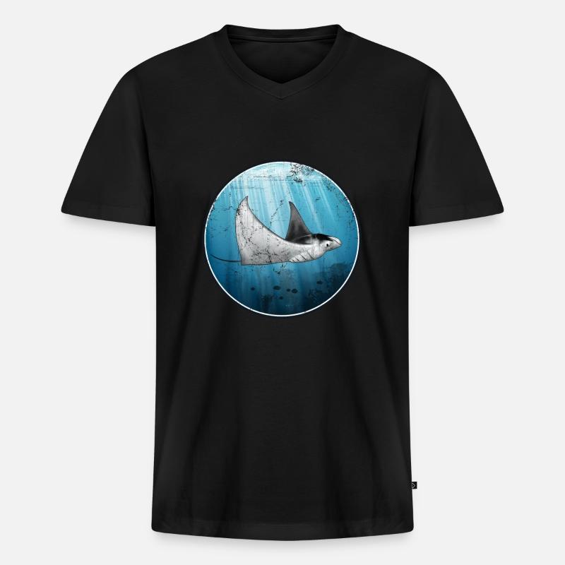 Mantarochen - Männer Premium Bio T-Shirt mit V-Ausschnitt - Schwarz