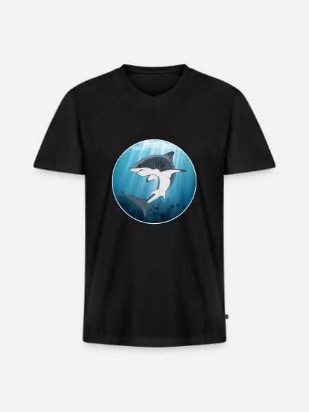 White shark - Men's Premium Organic T-shirt with V-neck - black