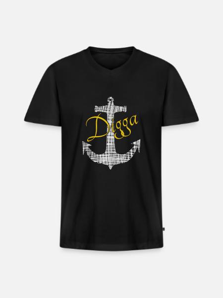 Digga - Männer Premium Bio T-Shirt mit V-Ausschnitt - Schwarz