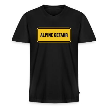 Bergwanderung Alpine Gefahr Gratwanderung Biwack - Männer Premium Bio T-Shirt mit V-Ausschnitt - Schwarz - Vorne - Nico (187cm)