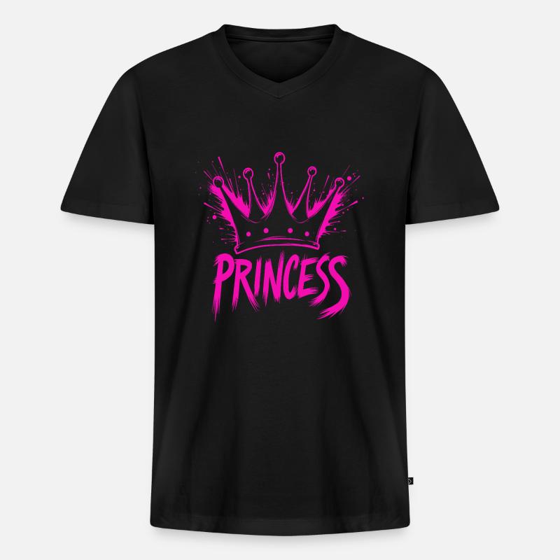 Prinzessin Krone Splash - Männer Premium Bio T-Shirt mit V-Ausschnitt - Schwarz