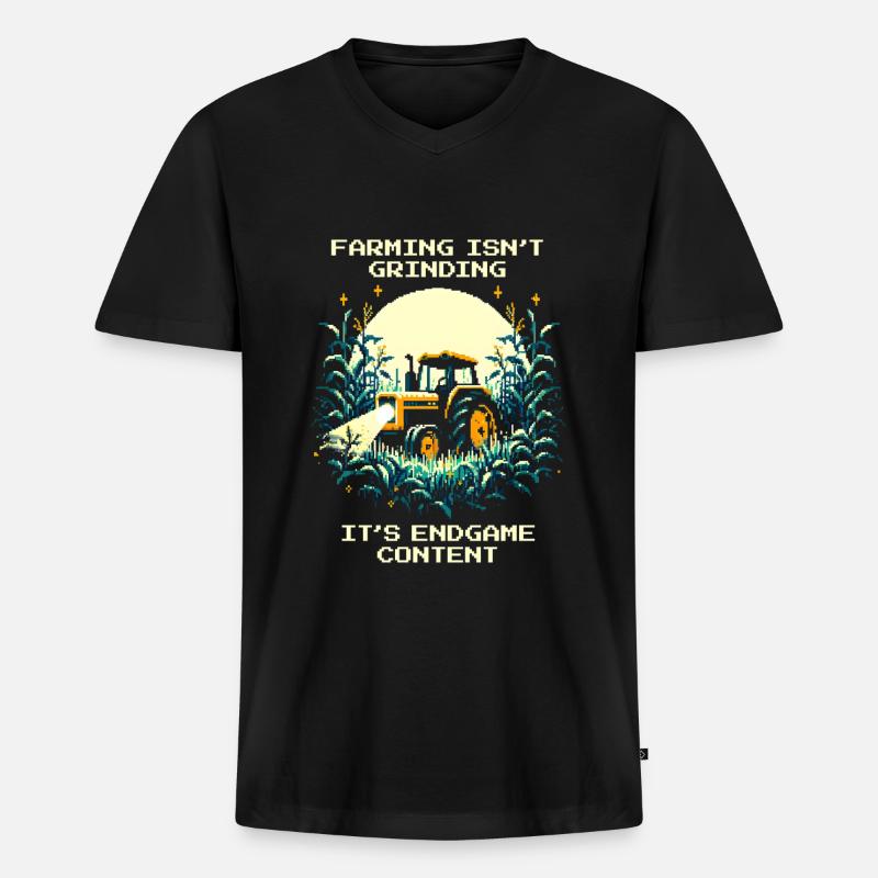 Landwirtschaft = Endgame | Kein Tutorial-Modus - Männer Premium Bio T-Shirt mit V-Ausschnitt - Schwarz