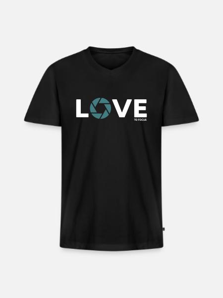 fotograf fotografieren focus objektiv - Männer Premium Bio T-Shirt mit V-Ausschnitt - Schwarz