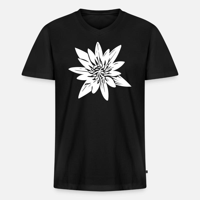 Blume - Männer Premium Bio T-Shirt mit V-Ausschnitt - Schwarz