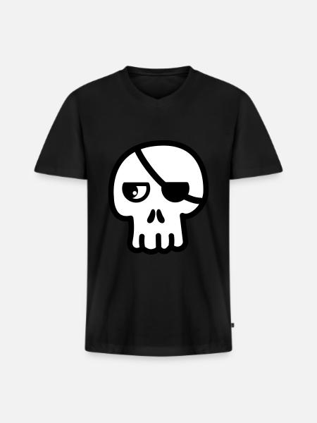 Skull Eye Patch Kawaii - Men's Premium Organic T-shirt with V-neck - black