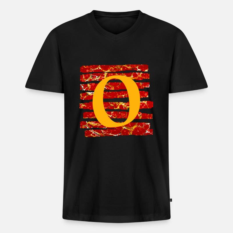 streifen e 232 o - Männer Premium Bio T-Shirt mit V-Ausschnitt - Schwarz