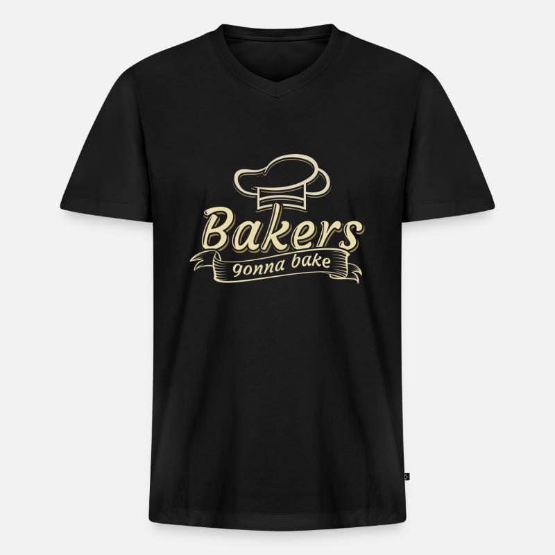 Bäcker - Männer Premium Bio T-Shirt mit V-Ausschnitt - Schwarz
