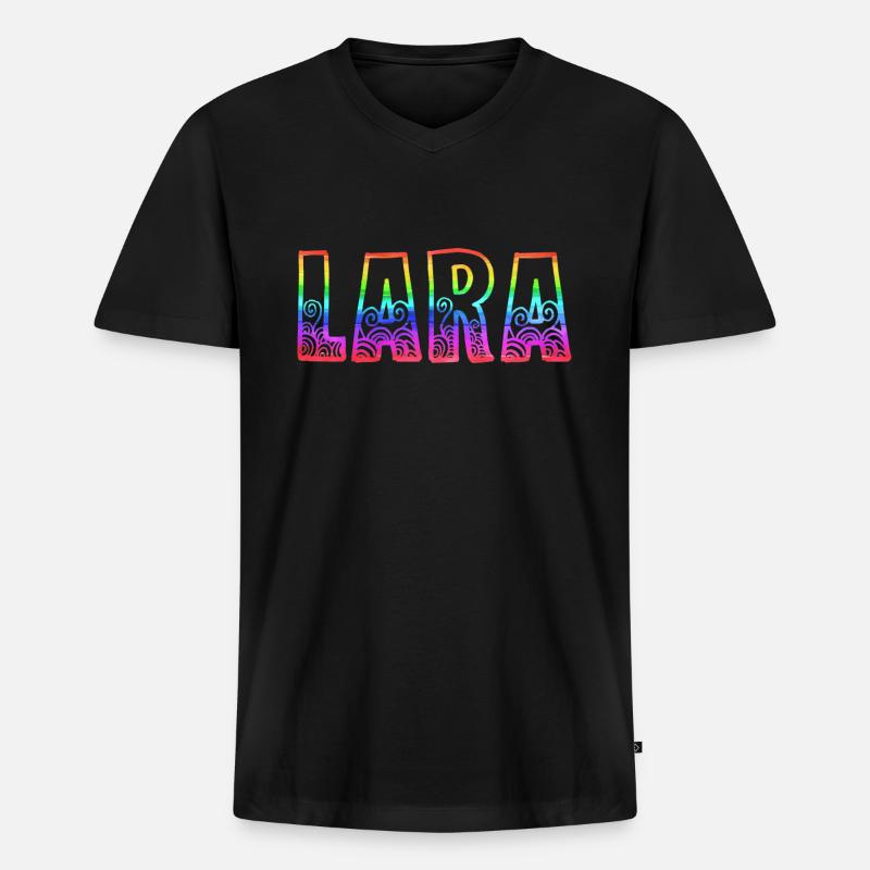 lara rs regenbogen - Männer Premium Bio T-Shirt mit V-Ausschnitt - Schwarz
