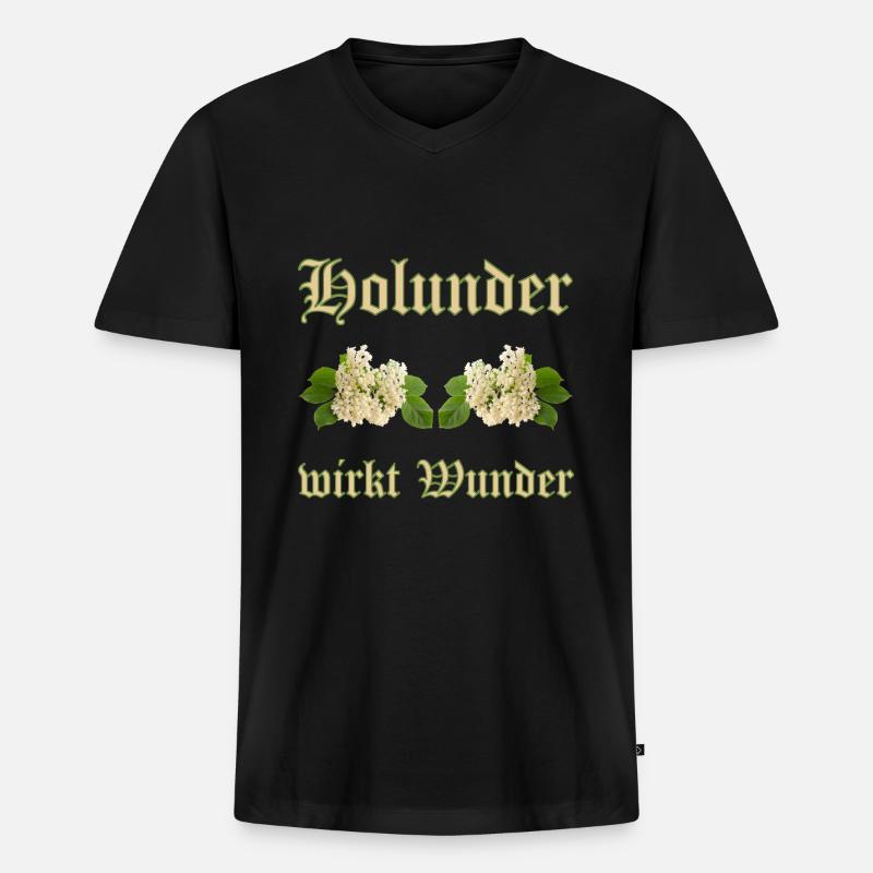 holunder wirkt wunder - Männer Premium Bio T-Shirt mit V-Ausschnitt - Schwarz