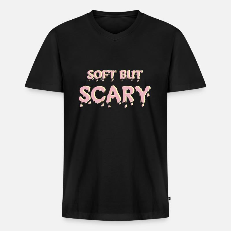 Weich, aber unheimlich - Männer Premium Bio T-Shirt mit V-Ausschnitt - Schwarz