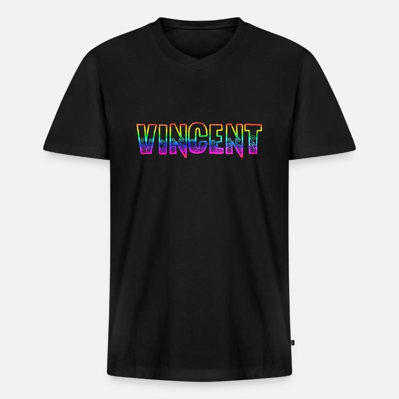 vincent rs regenbogen - Männer Premium Bio T-Shirt mit V-Ausschnitt - Schwarz